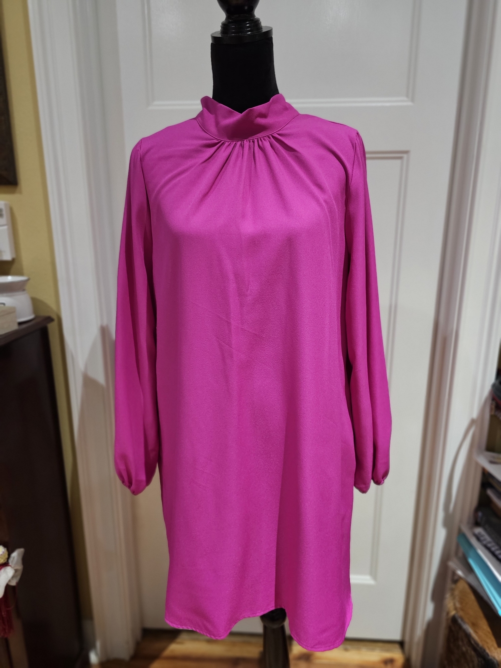Women's Magenta High-Neck With Back Bow Shift Dress, NWT